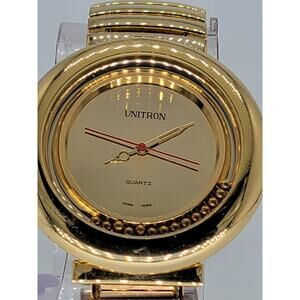 Vintage Unitron Gold-Tone Quartz Watch with Bold Design